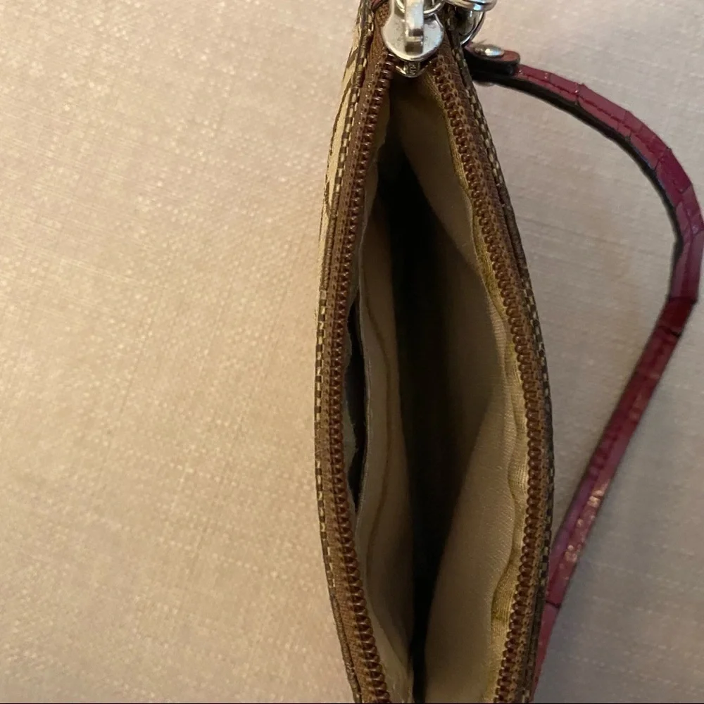 Coach Wristlet with Detachable Strap Vintage Brown and Red Monogram
